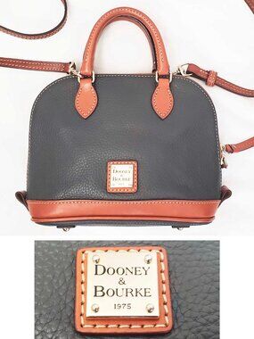 Dooney & Bourke Womens Pebble Leather Zip Zip Bitsy Satchel Bag Purse Forrest
